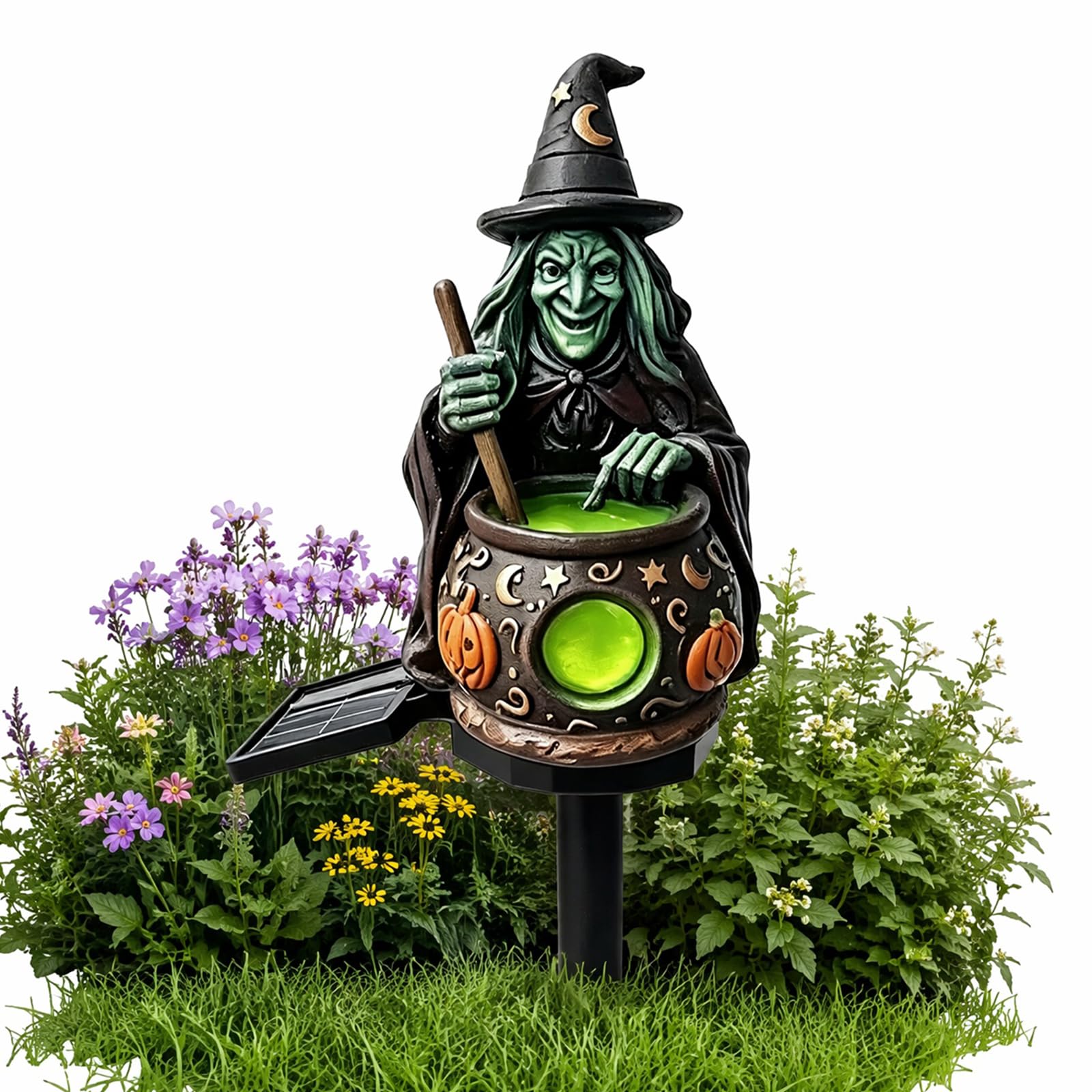 Lampa naziemna Solar Witch IP65 Plastikowa lampa ogrodowa | Solarna lampa podłogowa w kształcie wiedźmy; plastikowy; IP65; proste i praktyczne oświetlenie dekoracyjne