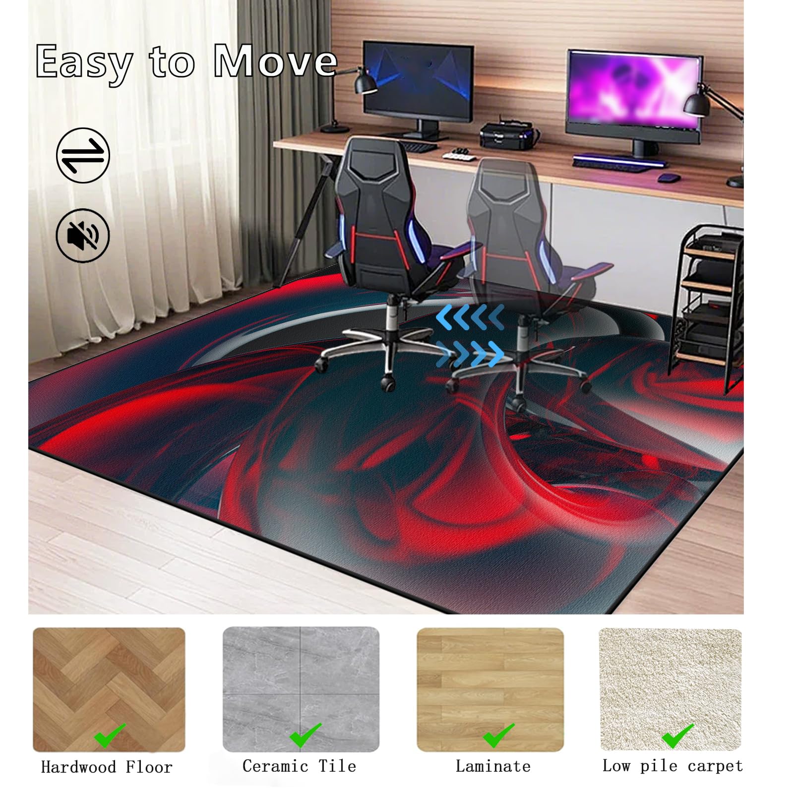 Mata na krzesło biurowe, dywan na krzesło do gier, ochrona podłogi krzesło na kółkach, 200 x 250 cm mata do gier podłogowa, mata ochronna z drewna / płytki do pokoju gier, biura domu