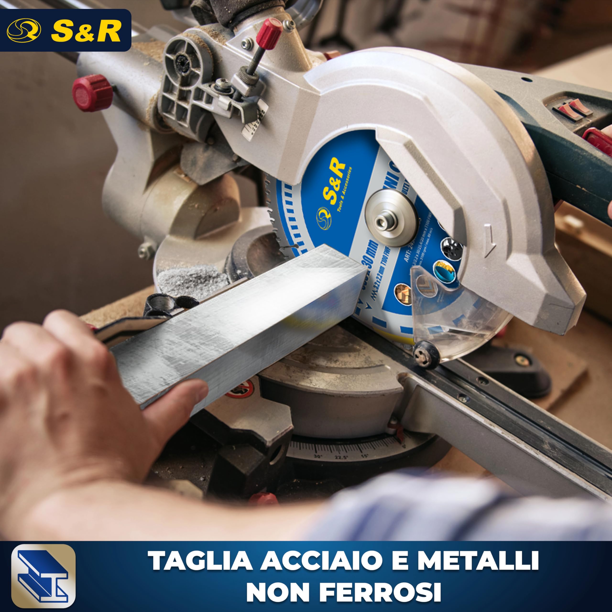 S&R Lama per Sega Circolare 305 x 30 mm 100 Denti FWF - Disco da Taglio per Metallo Alluminio Profili di Acciaio Legno - Lama Compatibile con Sega Circolare da Tavolo Bosch Makita Einhell Ryobi