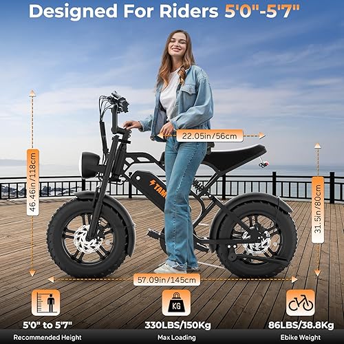 Miniatura 8 de Bicicleta eléctrica T16 para adolescentes y niños, motor de 1000 W, batería extraíble de 48 V 15.6 Ah, bicicleta eléctrica todoterreno de 30 MPH,