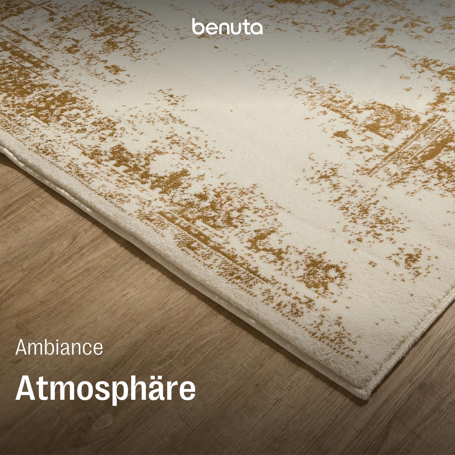 benuta Basic Tapis Salon Suki - Crème/Jaune 160x230 cm - Synthétique - Rectangulaire Vintage Oriental - Entretien Facile Salon Chambre