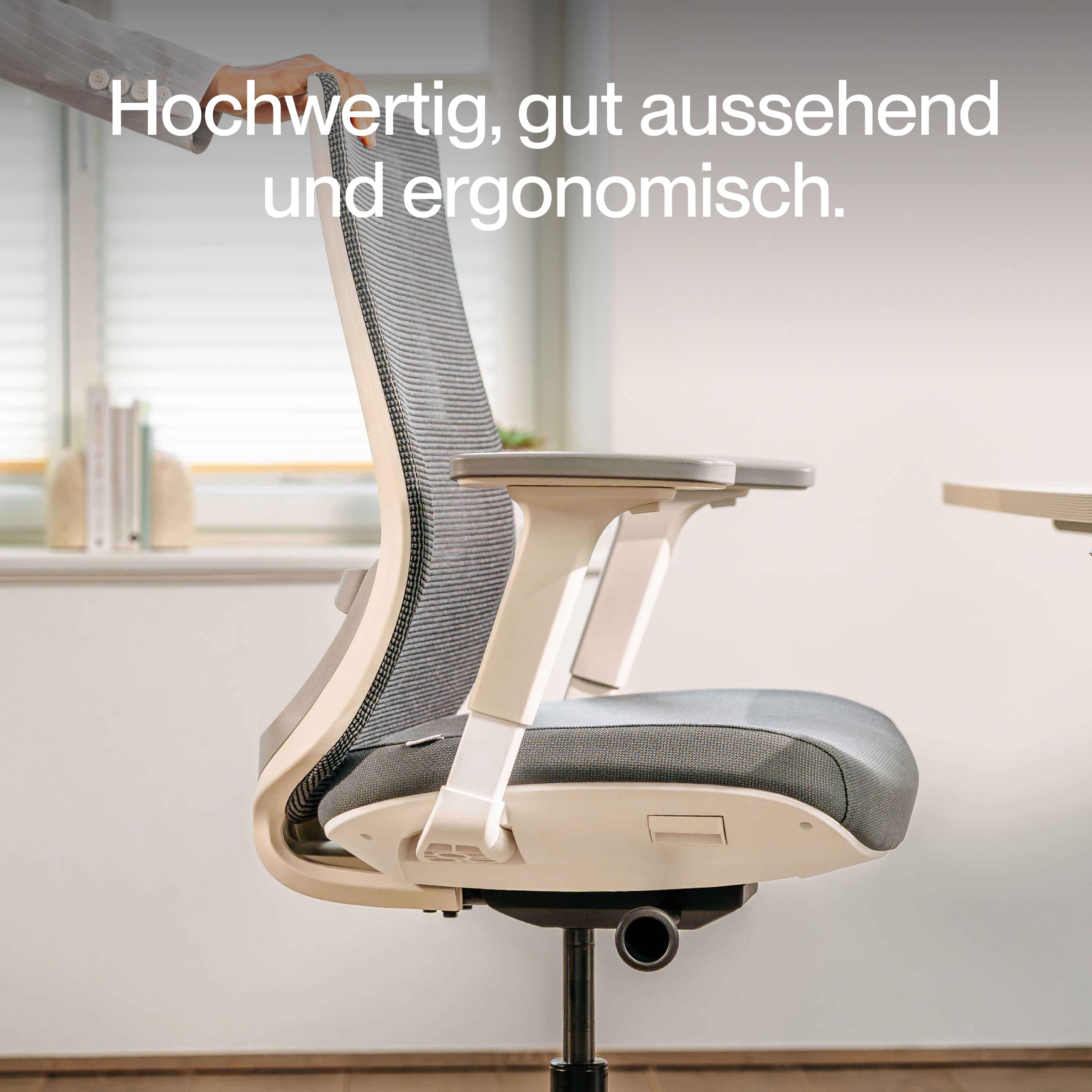 Ergo Bürostuhl Ergonomisch mit Armlehnen Weiß | Schreibtischstuhl mit Synchronmechanik, Lordosenstütze & Sitzhöhenverstellung | Bequemer Office Chair, PC & Büro Stuhl | Flexibler Drehstuhl