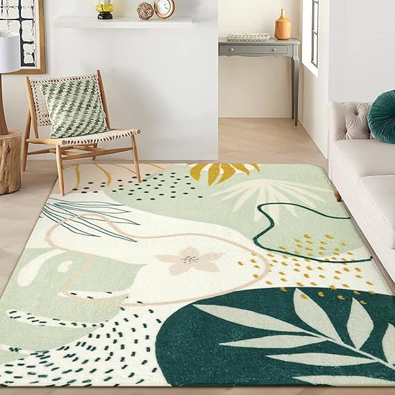 Lahome Green Machine Washable Rugs 6x9 Rug for Living Room NonSlip Large Boho