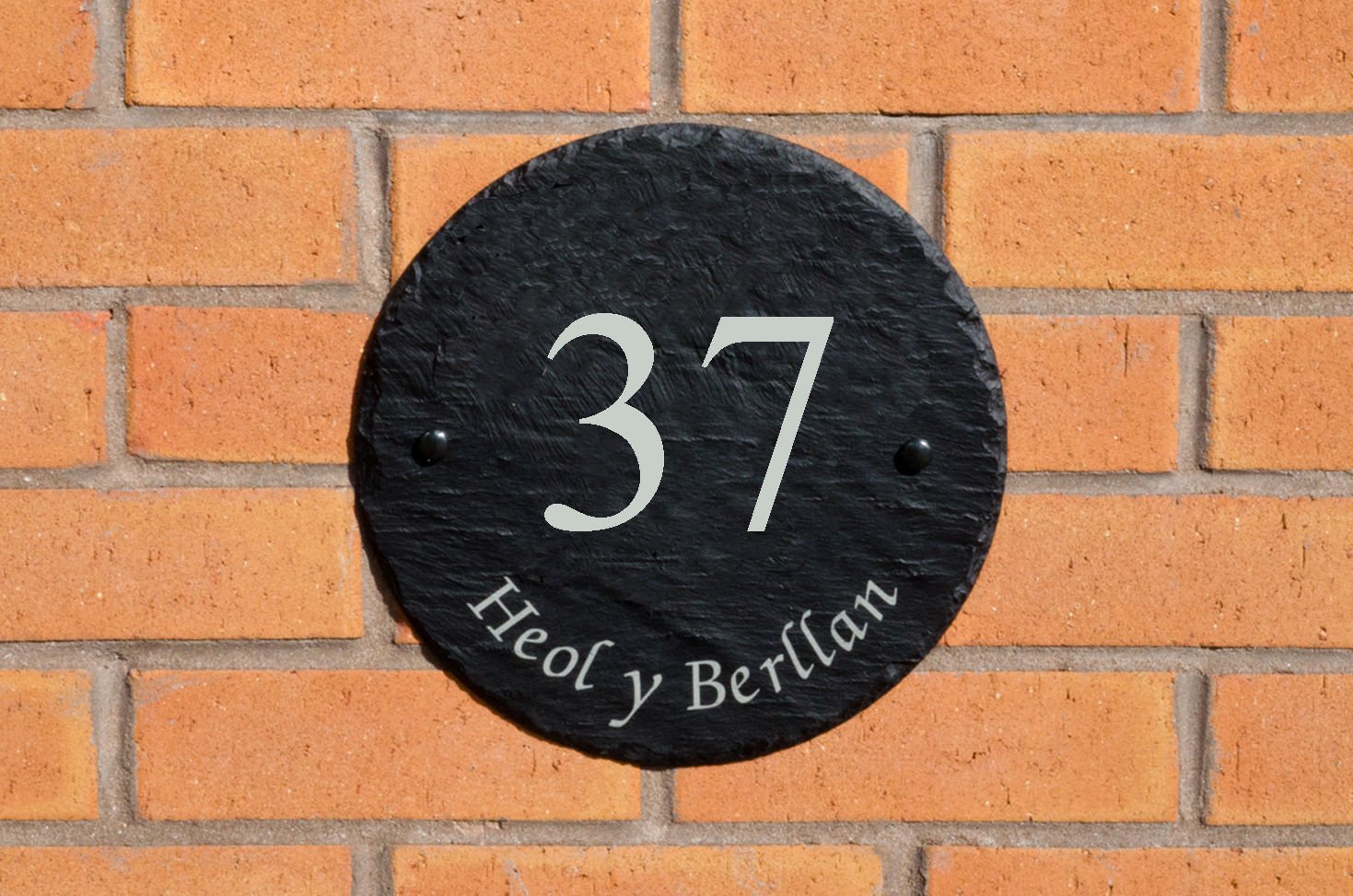 Personalised Large Round Slate Outdoor House/Home Sign Plaque, Engraved With Your House Number And Street Name (Numbers)