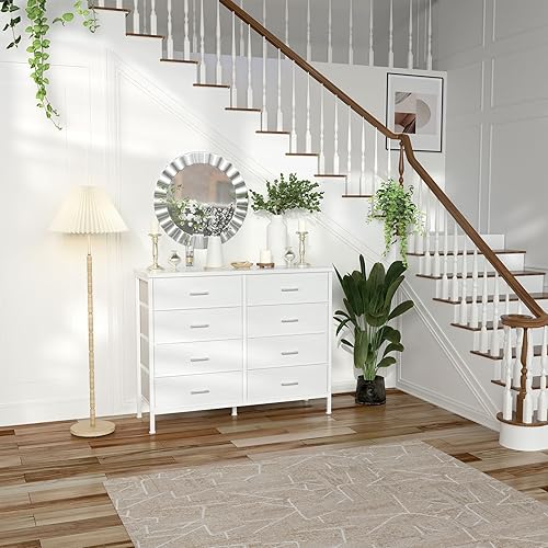 Miniatura 14 de BOLUO - Cómoda blanca para dormitorio, organizador de 6 cajones, torre de almacenamiento de tela, pequeña unidad para armario, guardería, pasillo y