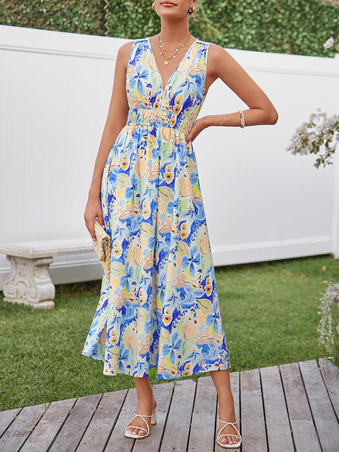 Women's Sleeveless Floral Maxi Dress 2026 Sundresses Spring Summer Wedding Guest - Image 6