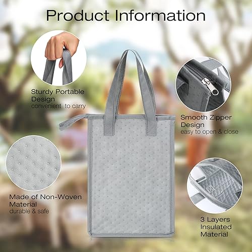 Miniatura 6 de 15 bolsas de almuerzo aisladas, bolsa de almuerzo a granel con cremallera, térmicas, a prueba de fugas, para mujeres y hombres, trabajo, oficina,