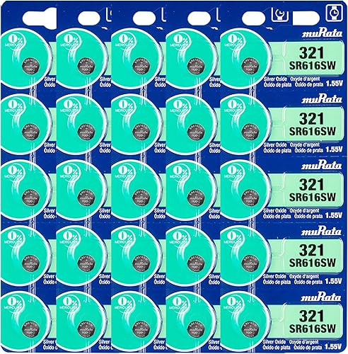 Murata Batería 321 SR616SW 1.55V Pila de botón de reloj de óxido de plata (25 baterías)