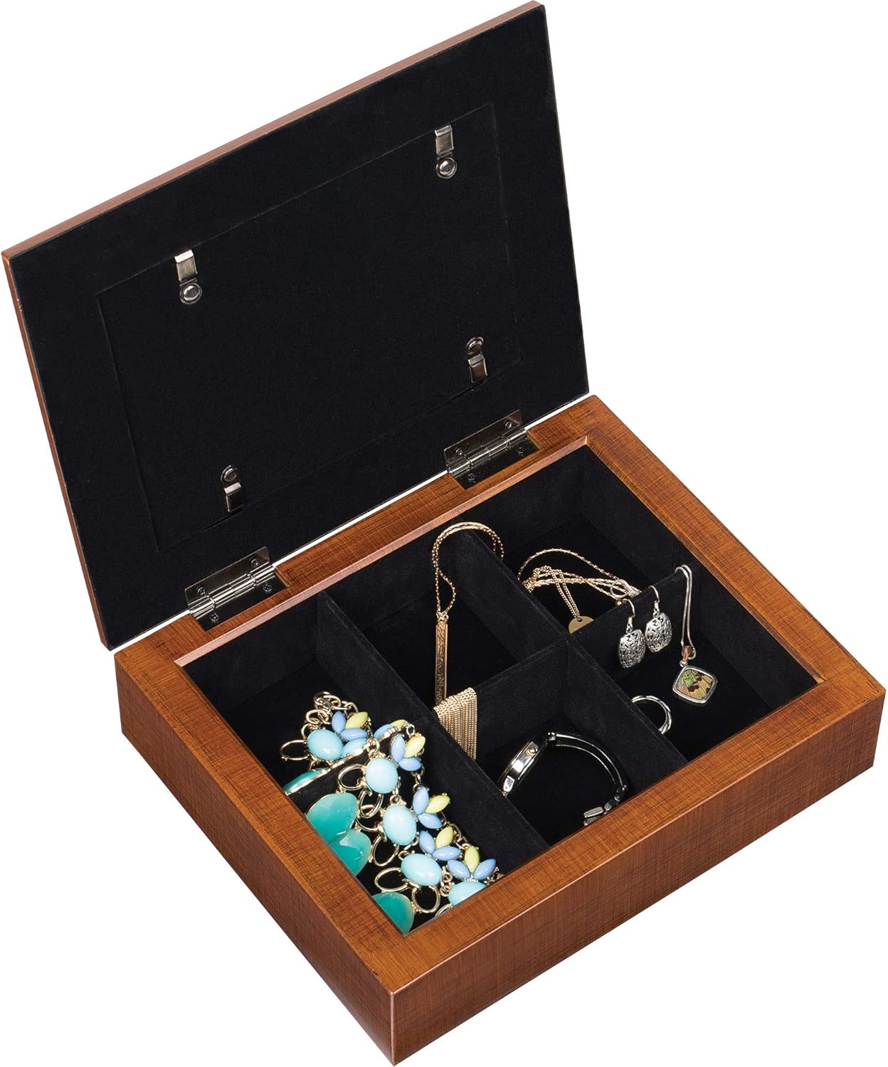 Cottage Garden She is More Precious Than Rubies Woodgrain Embossed Tea Storage Jewelry Box