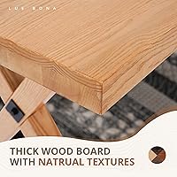 Vista 4 de LUE BONA Banco de comedor de 47 pulgadas con madera maciza, banco de cocina de granja con grano de madera natural, silla de comedor rectangular