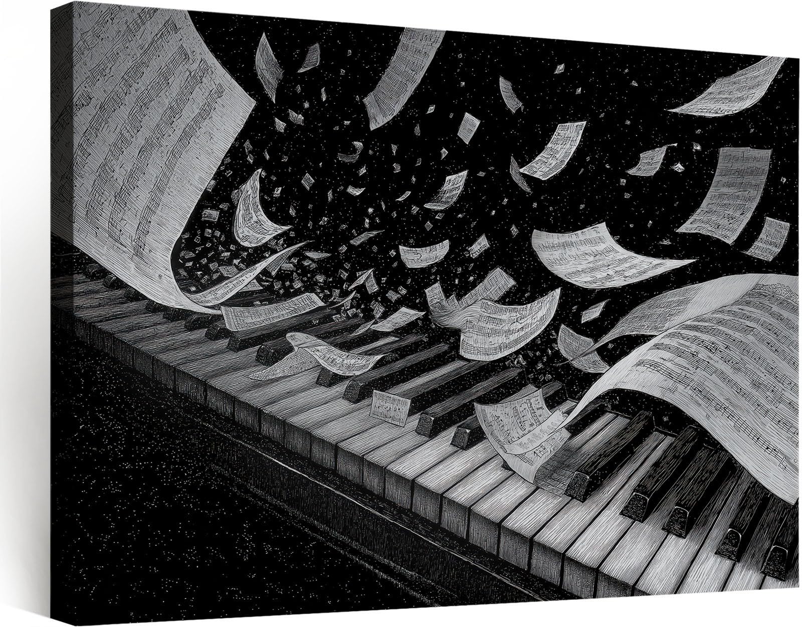 Generico Stampa su Tela 3D Pianoforte spartiti musicali 70x50cm Quadri su Tela Moderni, Opere d'arte e Poster da Parete, Pittura a Parete Decorazioni per Soggiorno Camera da Letto