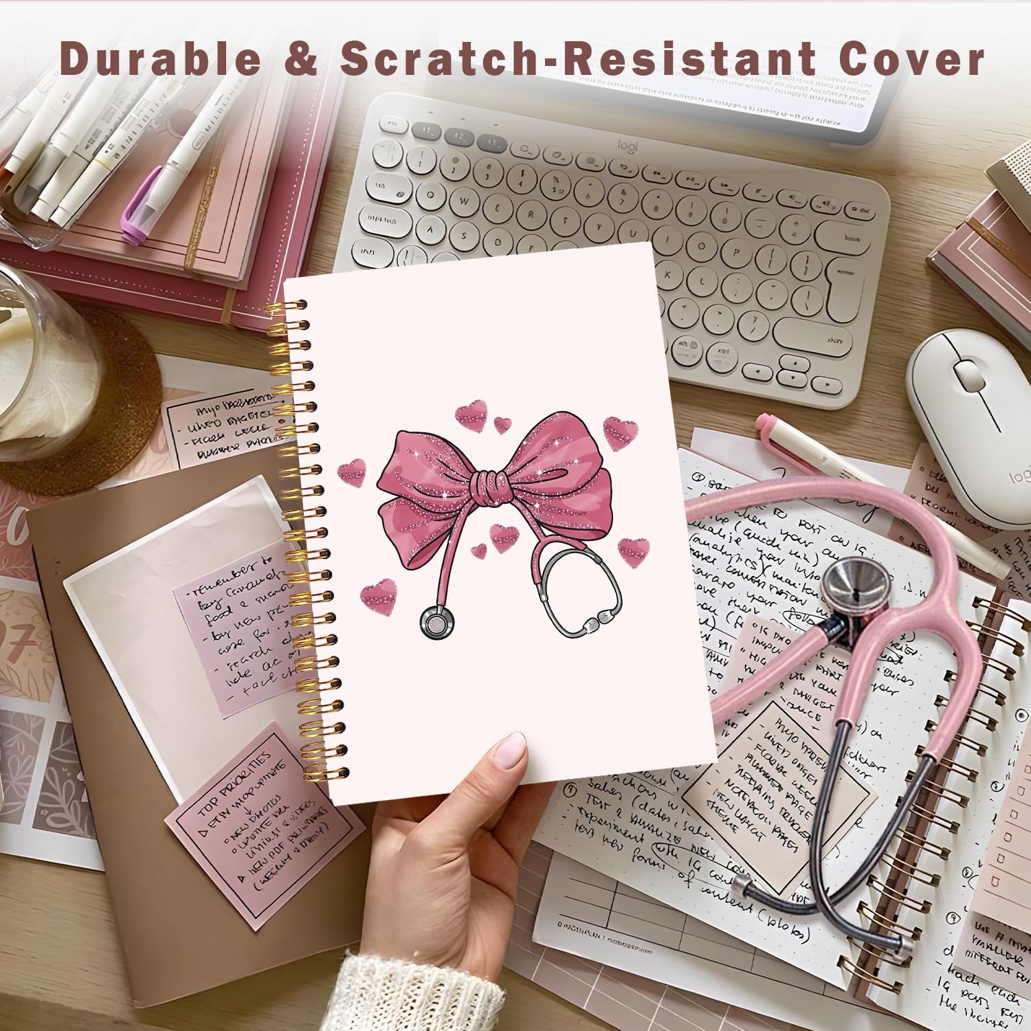Lacama Nurse Appreciation Gifts for Women Pink Nurse Notebook, Nursing School Planner Pink Bow Nurse Journal, Nursing Student Graduation Gift, Coquette Stuff，Nurses Week Gifts, School Office Supplies Nurse Essentials