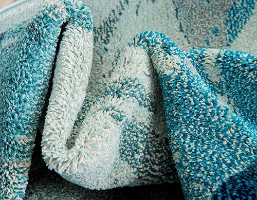 Miniatura 6 de Alfombra moderna Positano de estilo costero de Loom, Polipropileno, Azul claro