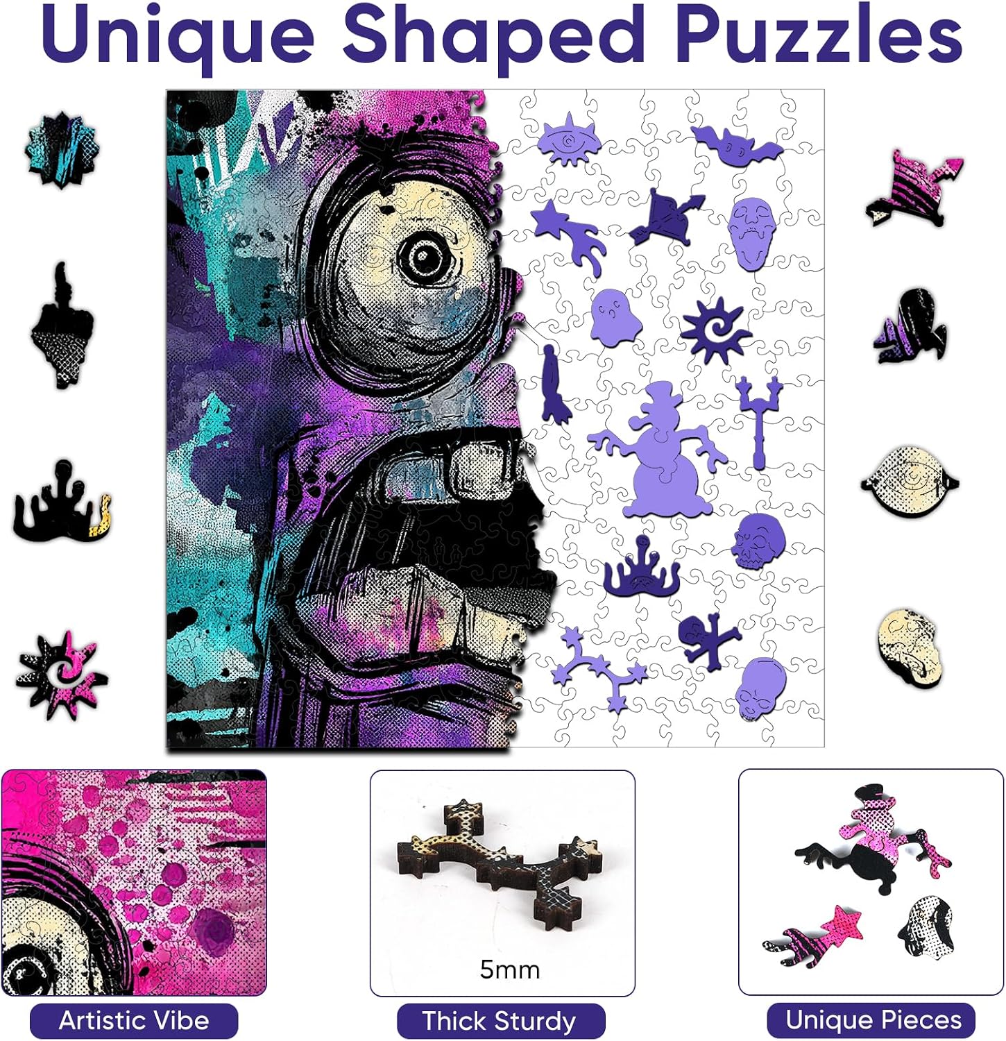 Ruikiyart Puzzles for Adults 500 Pieces, Halloween Wooden Puzzles image 4