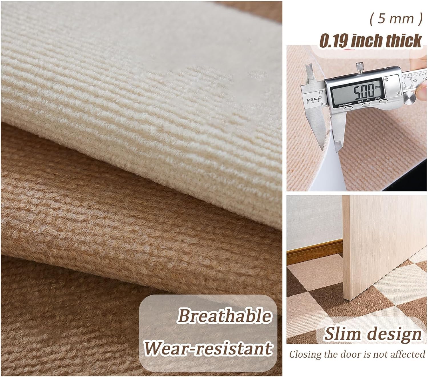 Dalles de Moquette Auto-adhésives for la Maison, 11,8x11,8 Pouces, à décoller et à Coller, lavables, faciles à bricoler, durables, 48 ​​pièces(Beige)
