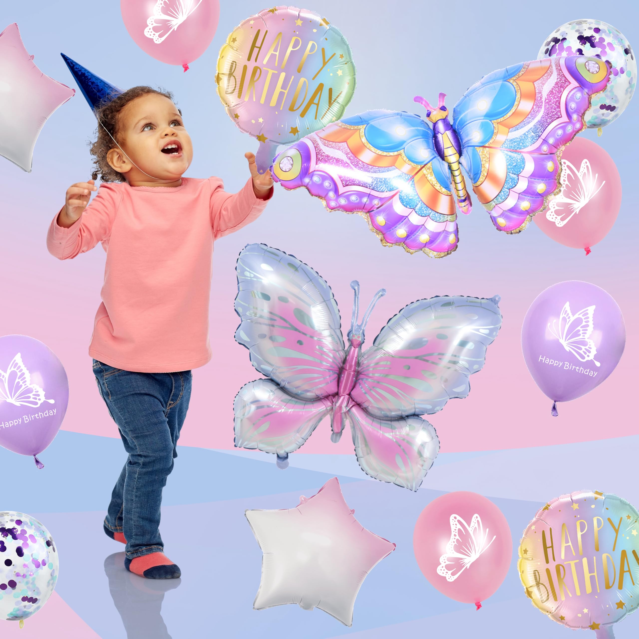 Palloncini Farfalla Per Compleanno 5 Anni - Set Decorazione A Tema Fata Arcobaleno Per Feste Bambine - Foto 7