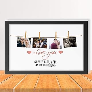 Couple Picture Frame with Customized Name & Year, Frame wall art, Customizable Photo Frame, Wall hanging, Custom Year printed Picture Frame, Home decor