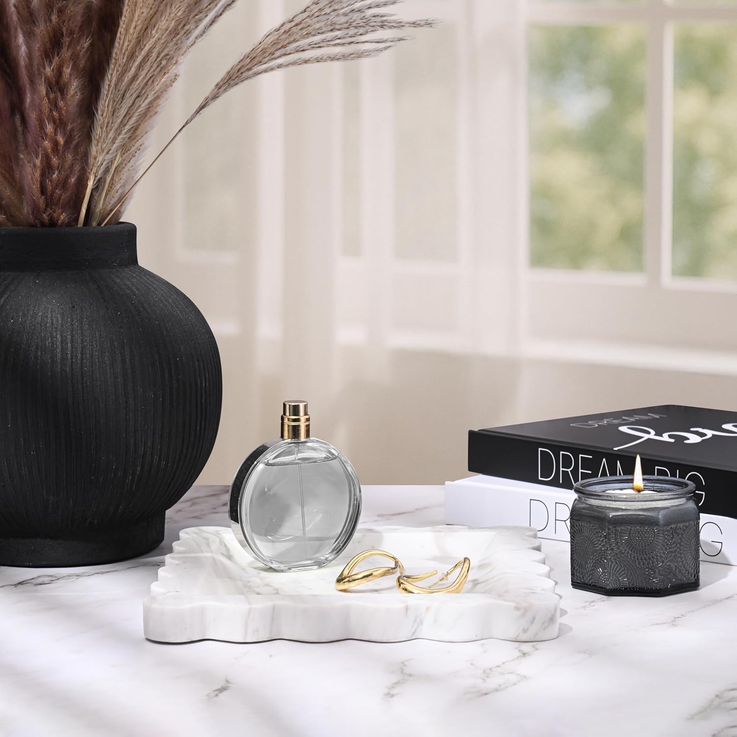 Marble Home Accessory Tray, Elegantly Designed Multi-Purpose Tray, Decorative and Versatile for Living Room, Bathroom, Office, Kitchen