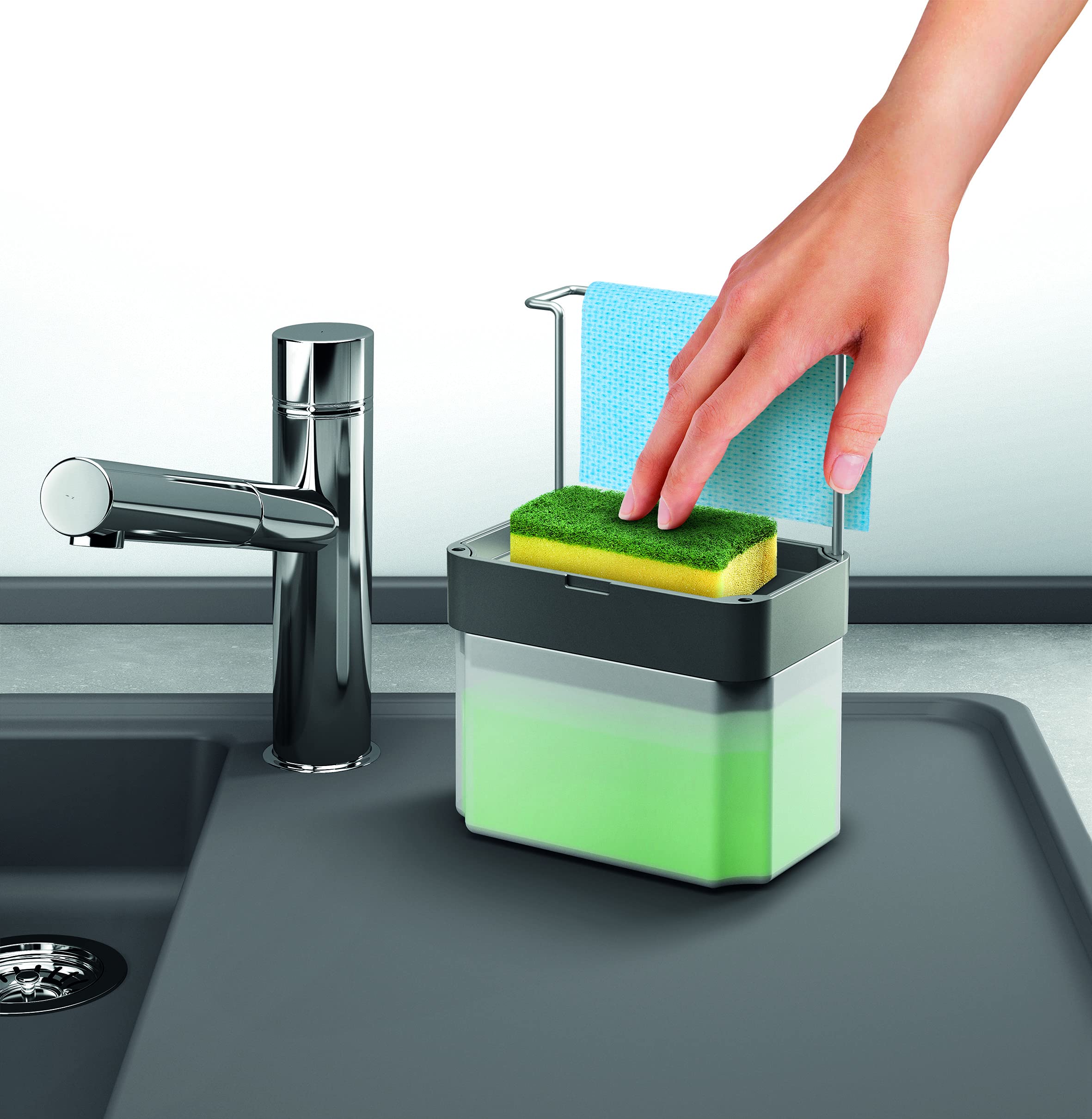 Metaltex Soap Dispenser, Grey, 17 x 12 x 22 cm, 17x12x22 cm - Image 3