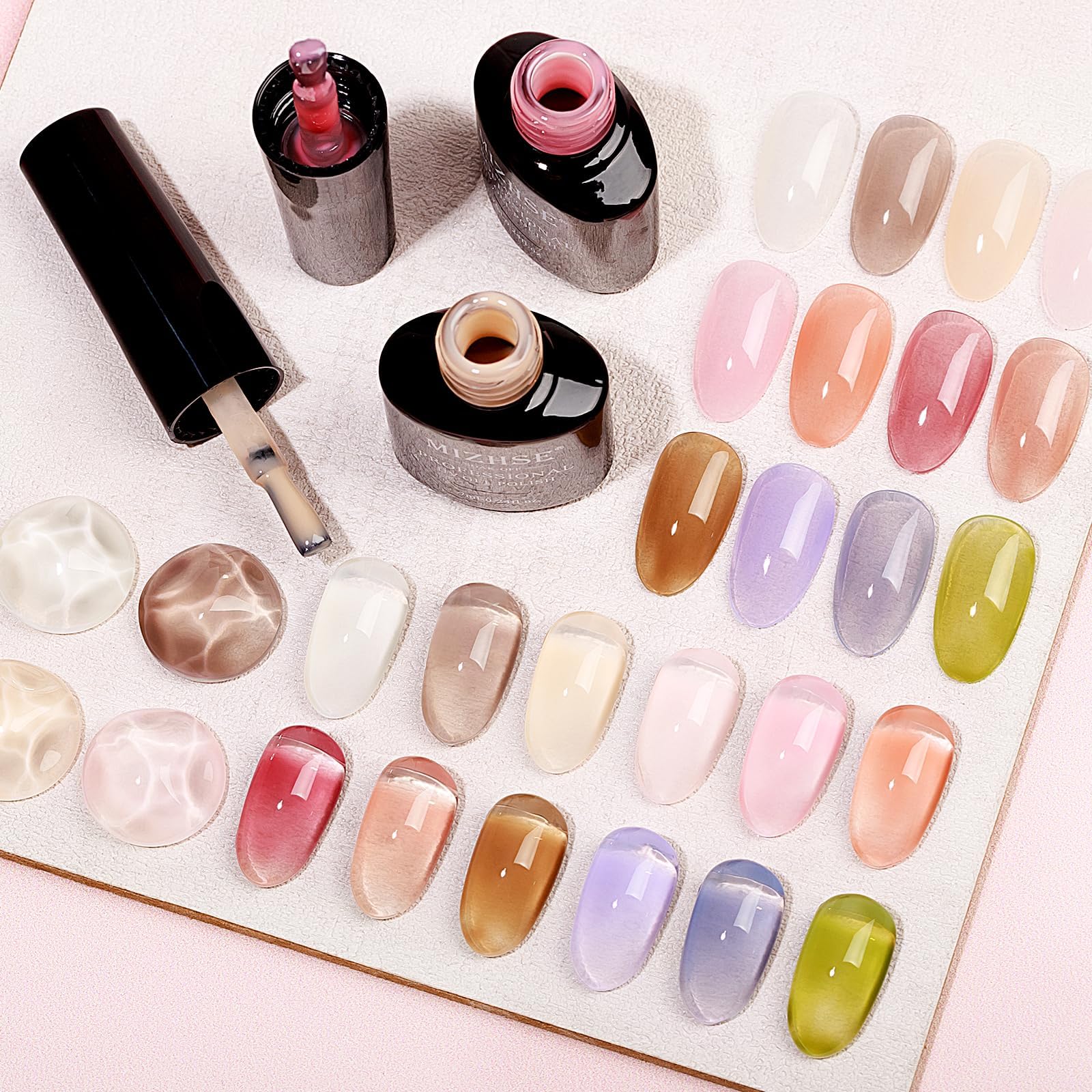 MIZHSE Zestaw żelowych lakierów do paznokci - 12 kolorów Jelly Nude odcienie UV, zestaw lakierów do paznokci Jelly Gel Nail Polish Set Nude Gels Lakier do paznokci mleczny biały różowy różowy lakier