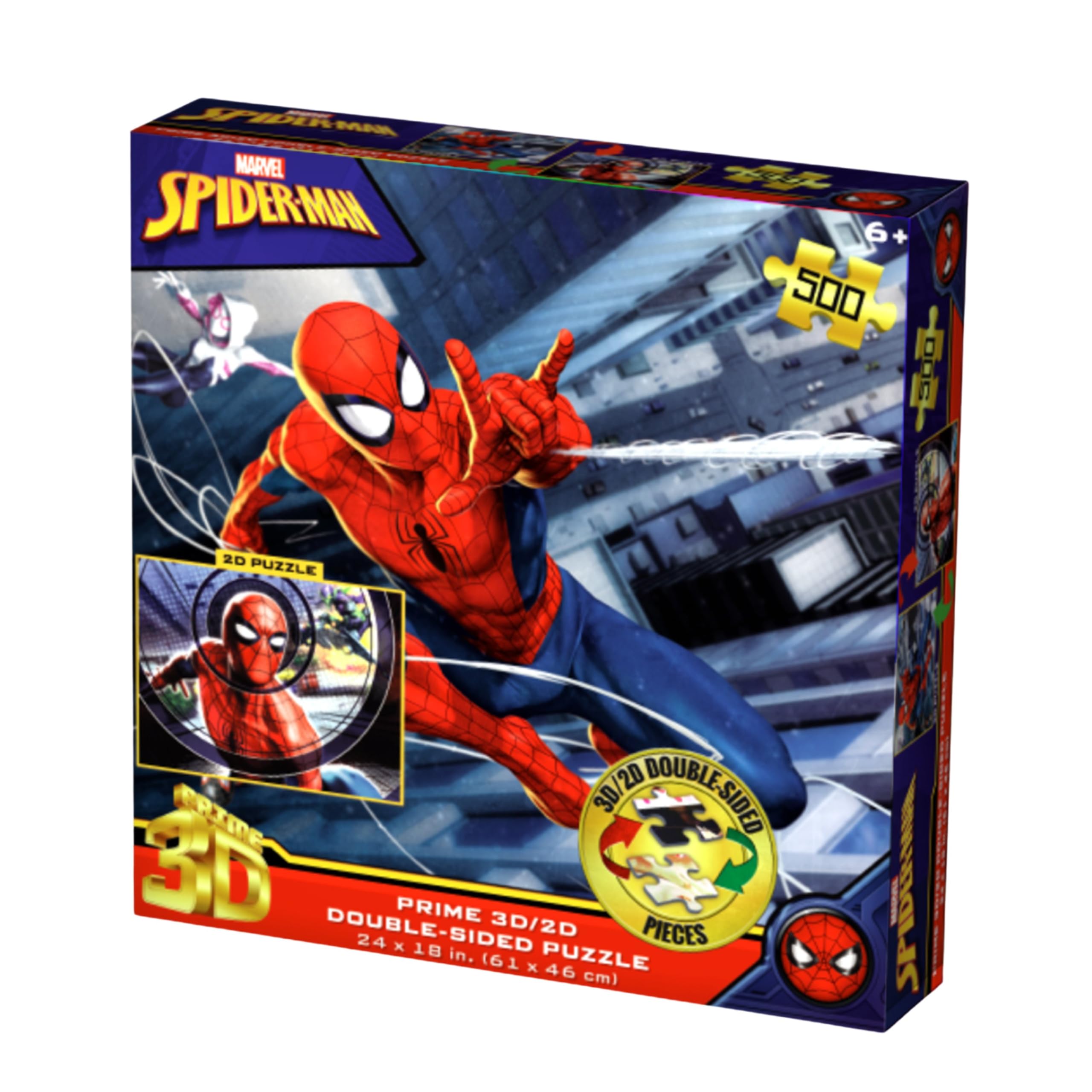 Amazon.com: Prime 3D Marvel Spider-Man Double-Sided Puzzle – 500