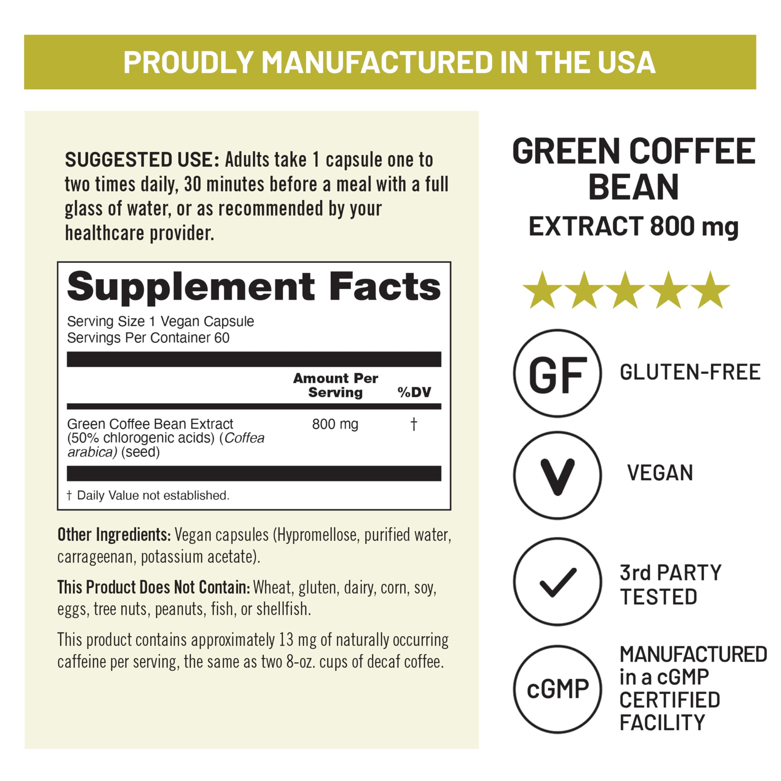 NatureWise Green Coffee Bean Extract 800mg - with 50% Chlorogenic Acids - Support for Weight Goals, Energy, and Antioxidants - Vegan, Non-GMO - 60 Capsules[1-Month Supply] — Amazon image 5