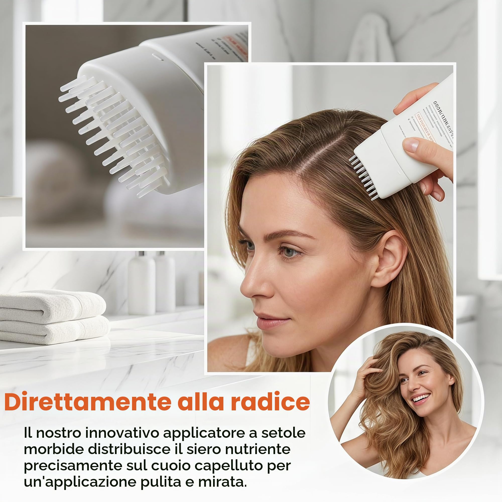 Siero per la crescita dei capelli e cura del cuoio capelluto con spazzola massaggiante integrata – Trattamento leggero, addensante e nutriente per donne e uomini (1PC)