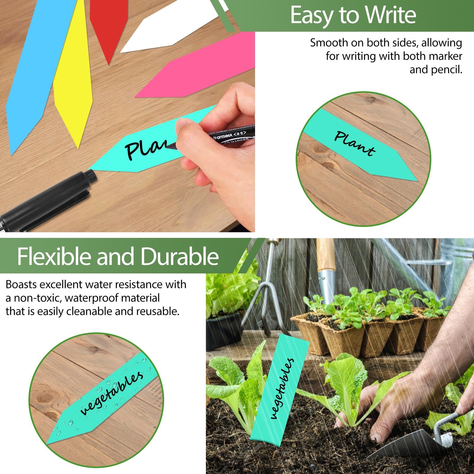 Gucass Lot 40 Étiquettes Plantes Bambou + Marqueur – Résistantes Intempéries, Jardin Légumes Herbes Fleurs
