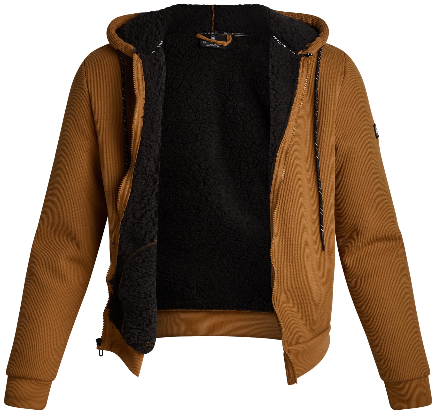 Spyder Men's Saddle Waffle Hoodie - Full Zip Up Lightweight Soft Sherpa Lined Waffle Knit Sweatshirt Jacket For M