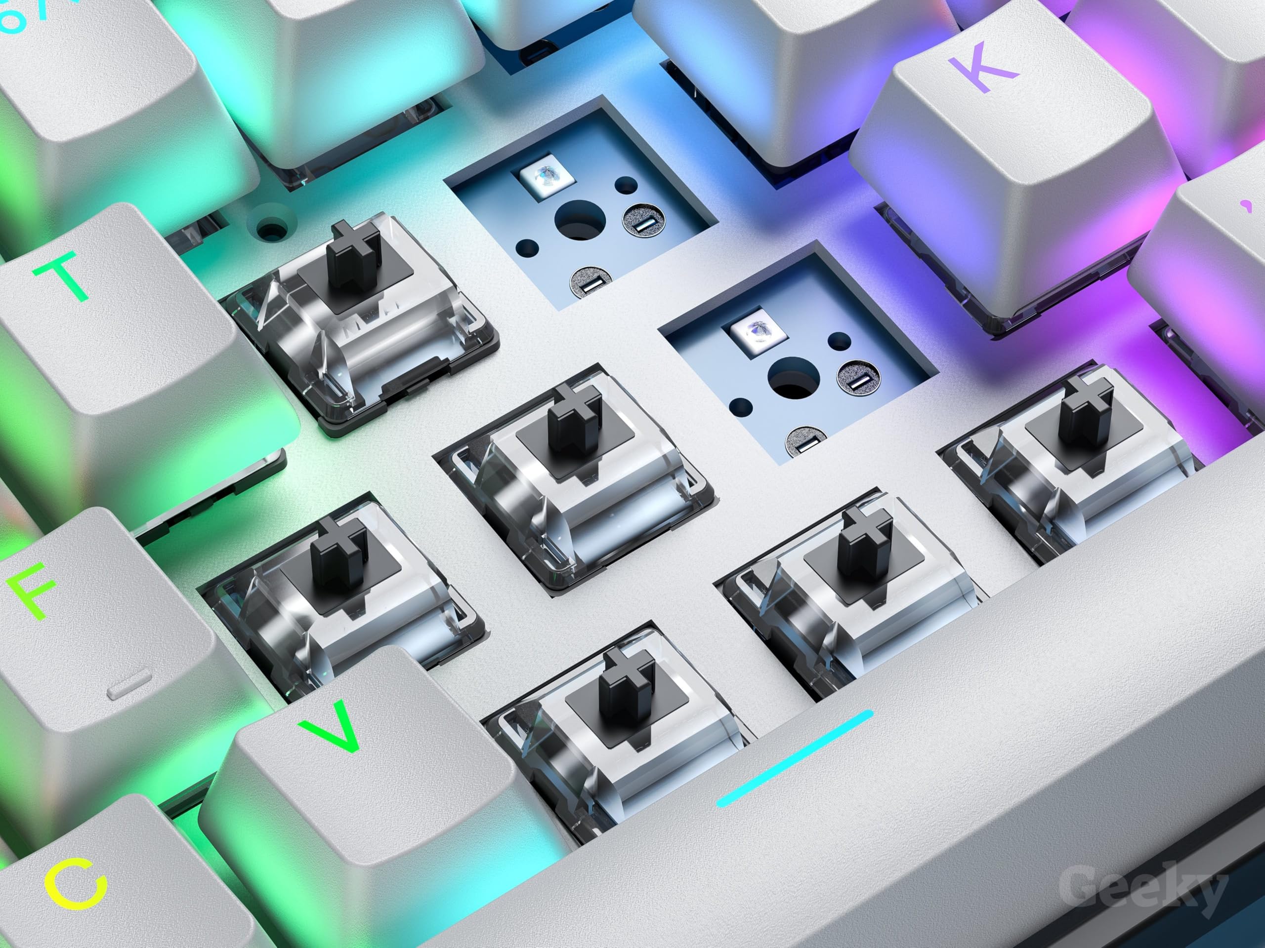 Geeky GK75 75% | Hot Swappable Tastiera da Gioco Meccanica | 84 Tasti Multi Colore RGB LED Retroilluminati per Gaming su PC/Mac | ANSI US Tastiera Americana (Nero, Mechanical Black)