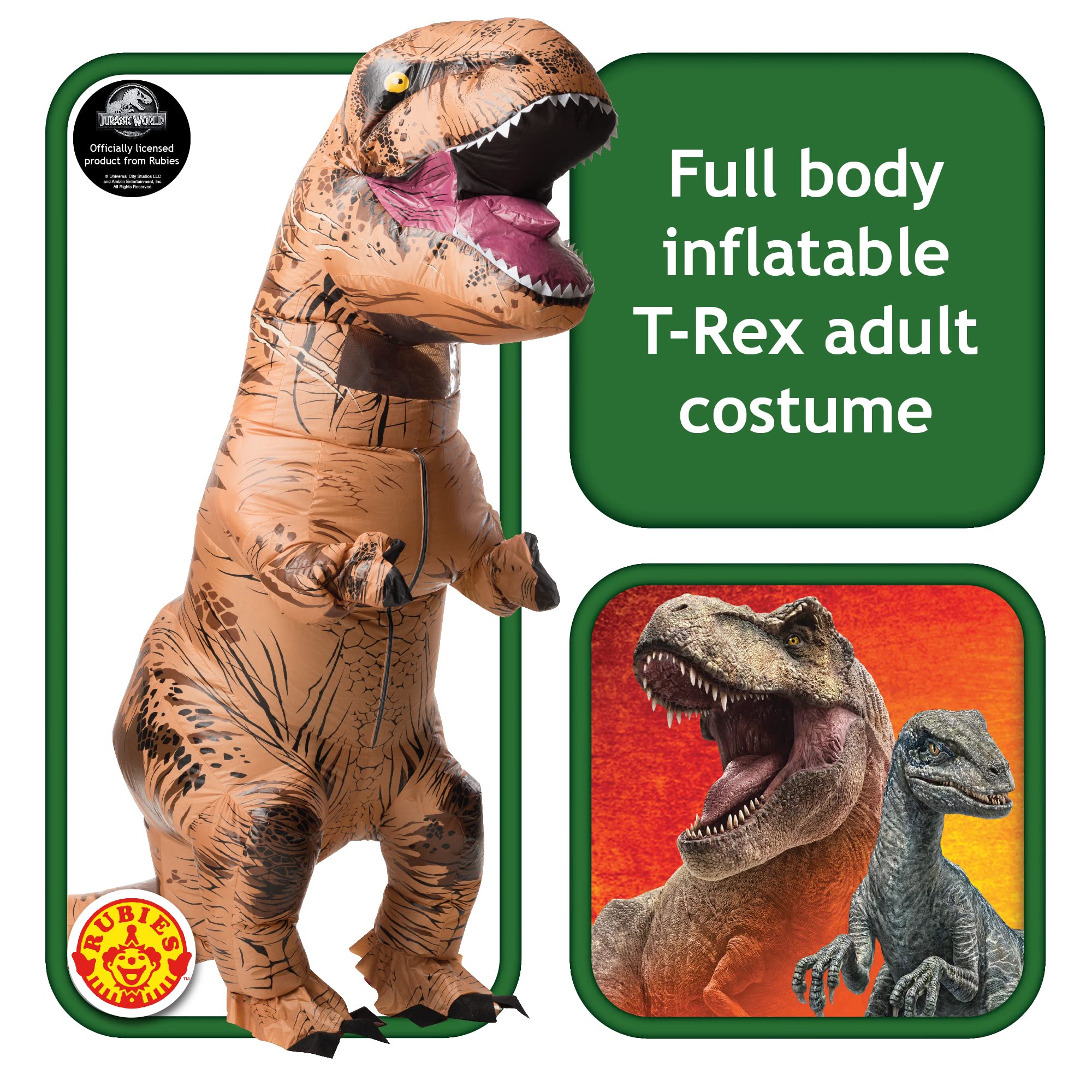 Rubie's offizielles Jurassic World T-Rex Dinosaurier aufblasbares Kostüm für Erwachsene (Einheitsgröße)