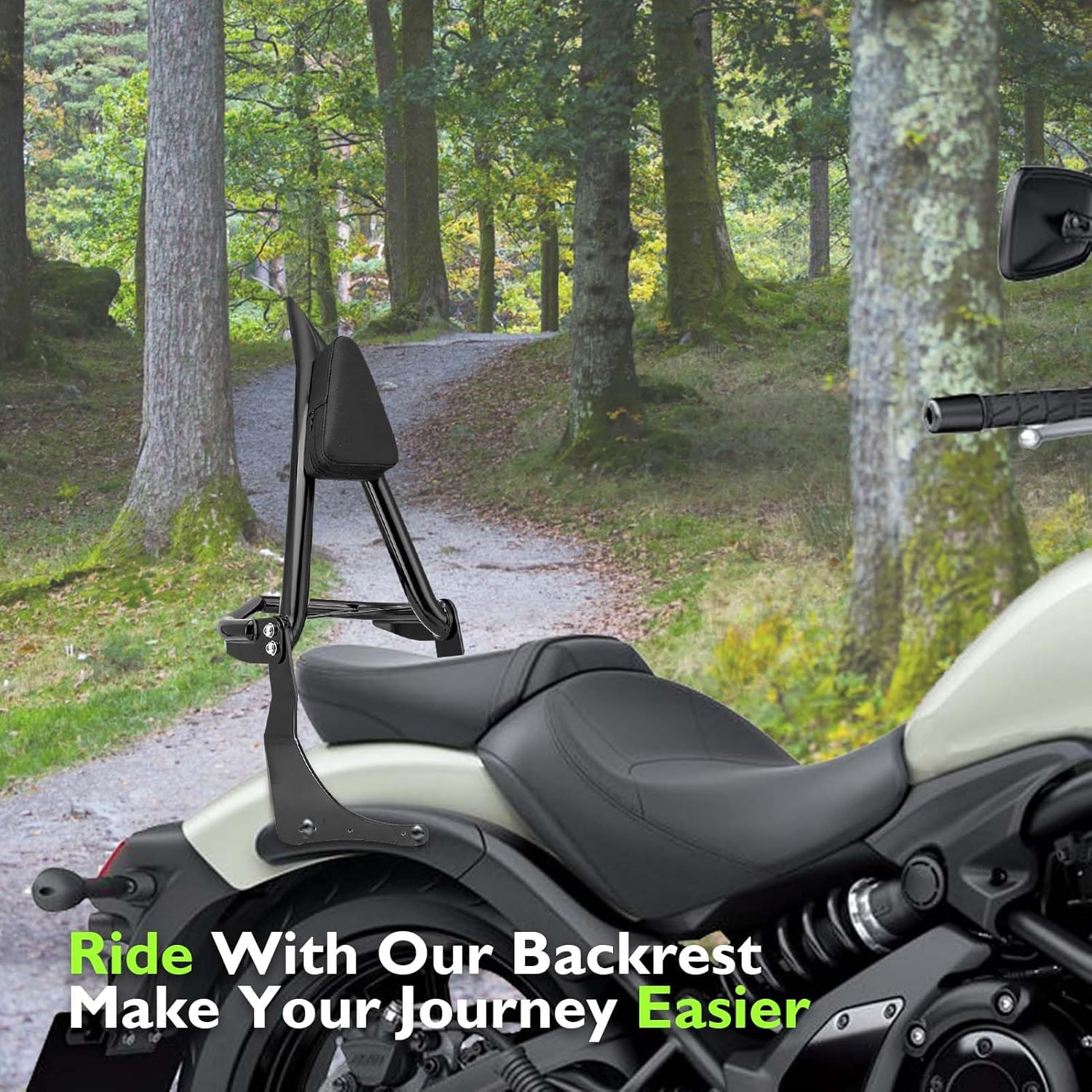 Mofun 24.7" Height Passenger Backrest Sissy Bar with Luggage Rack Compatible with Kawasaki Vulcan S 650 2015-2016, Vulcan S EN650 2017-2025, Gloss Black