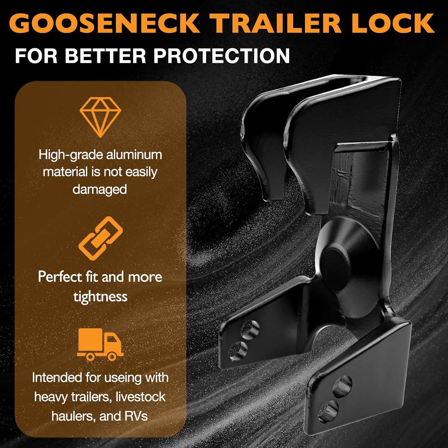 HQPASFY Gooseneck Trailer Lock Combo - Includes Gooseneck Coupler Lock, Adjustable Sleeve Lock, and 2 Keyed Padlock Fit for RV's, Livestock Haulers, Heavy Duty Trailers - Black