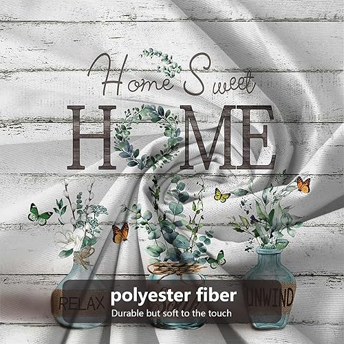 Miniatura 4 de Cortina de ducha de granja, decoración rústica de eucalipto verde con tela impermeable, estilo campestre, cortinas de ducha de mariposa para baño