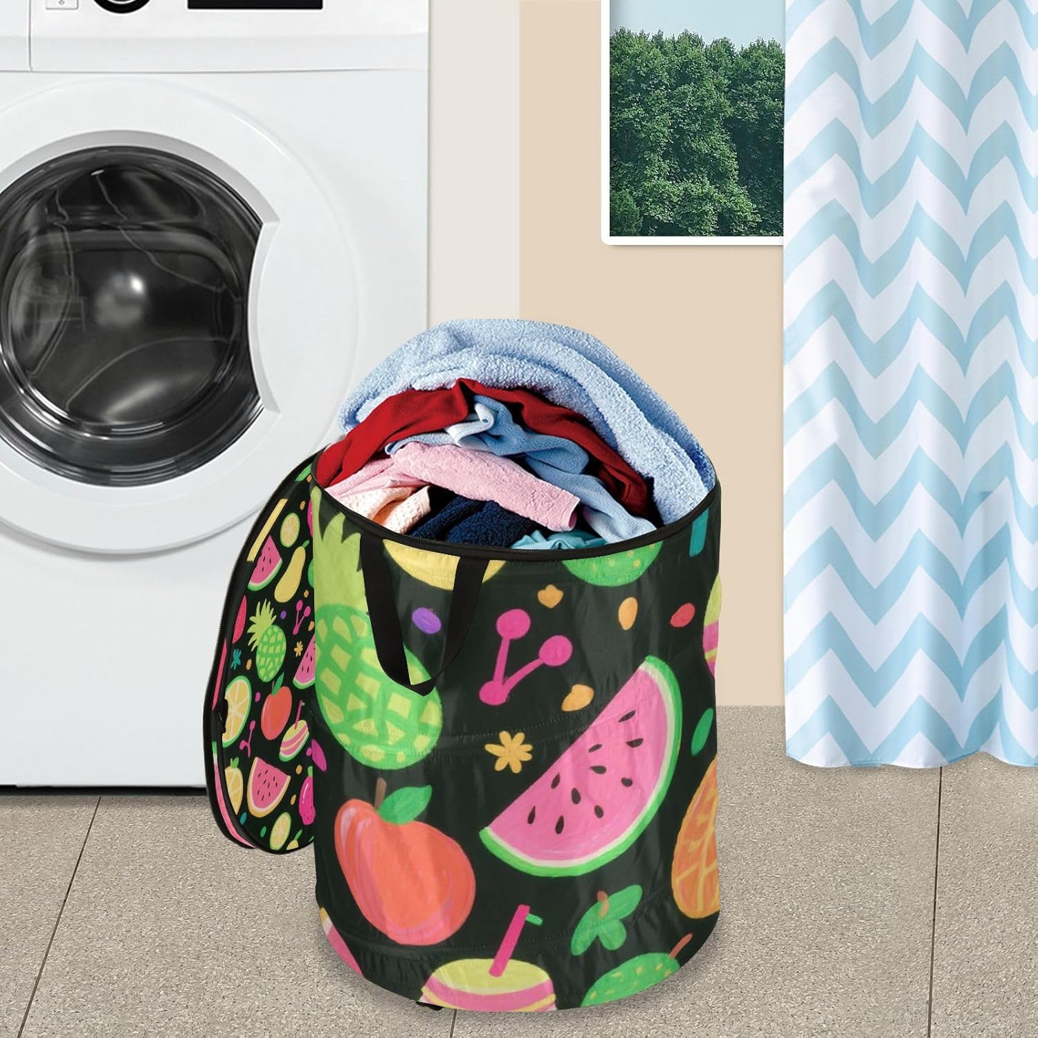 Neon Colored Summer Fruit Party laundry basket foldable and waterproof dirty clothes hamper with sturdy handle bins accessories totes for towel tool kitchen cesta para ropa