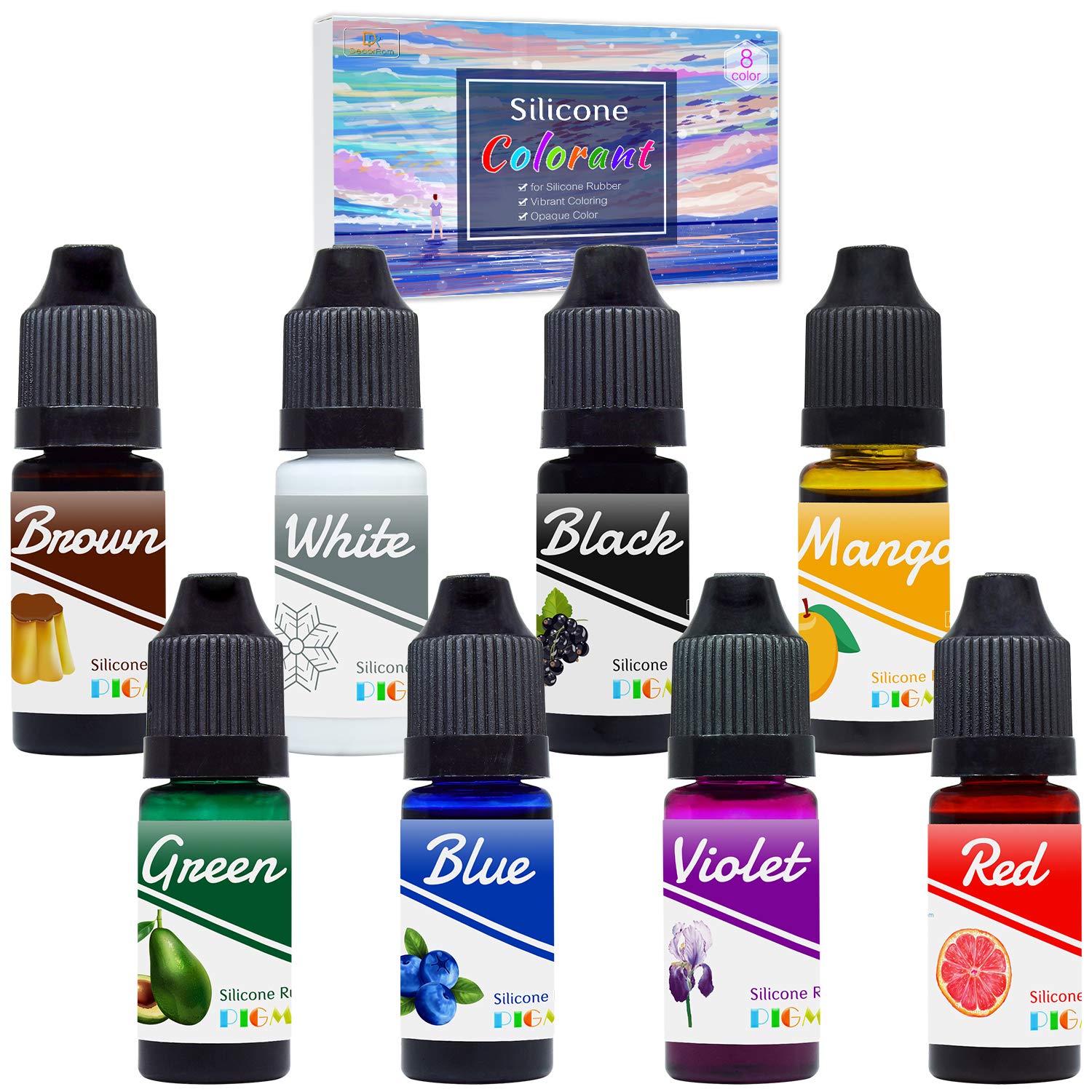 Silicone Rubber Pigment 8 Colors Liquid Silicone Coloring Dye for