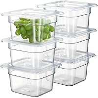 Vista 31 de CURTA Paquete de 6 bandejas de comida NSF, tamaño 1/9 de 4 pulgadas de profundidad, plástico de policarbonato comercial transparente apto