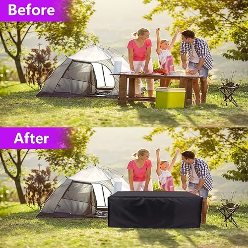 Miniatura 3 de Fundas negras para muebles de patio, 28 x 28 x 28 pulgadas, cubierta para muebles de exterior, impermeable, a prueba de polvo, rectangular, 420D