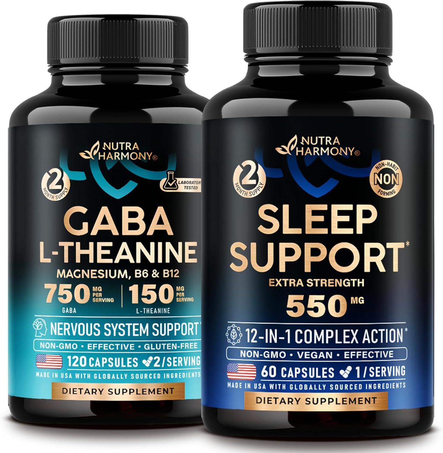 NUTRAHARMONY GABA L-Theanine & Sleep Support Capsules