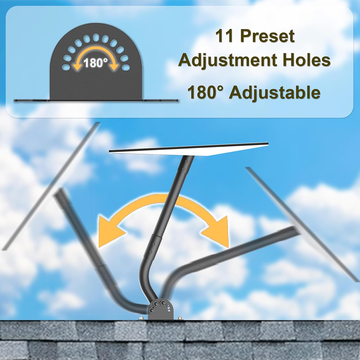Starlink V 3 Mount Adjustable Long Arm Wall & Roof Mount, Heavy Duty Steel Starlink Gen 3 Bracket with Preset Angles, Anti-Rust & Wind-Resistant Eave Mount for Starlink Gen 3 Accessories