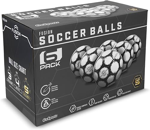 Miniatura 7 de GoSports Fusion balones de fútbol - Alto nivel de rendimiento - Disponible para la venta individual o en paquete de 6 - Incluye inflador y bolsa