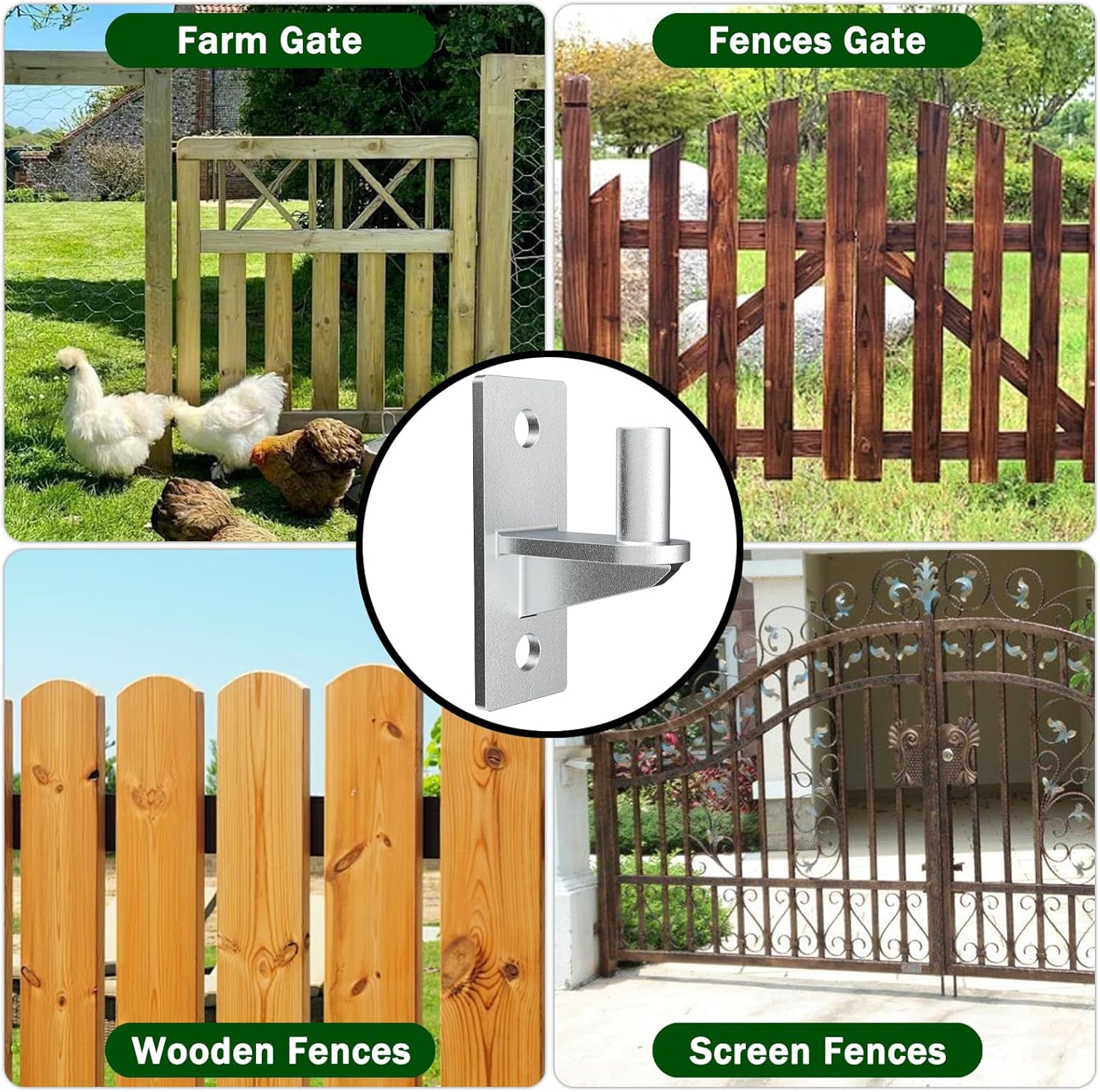 2 Pack Wall Mount Heavy Duty Gate Hinges Cast Gate Hinges Steel Wall Mount Gate Hinge Durable Wall Plate Hinges Fence Post Link Gate Hinge Chain Link Fence Hinge with 5/8'' Hinge Pin