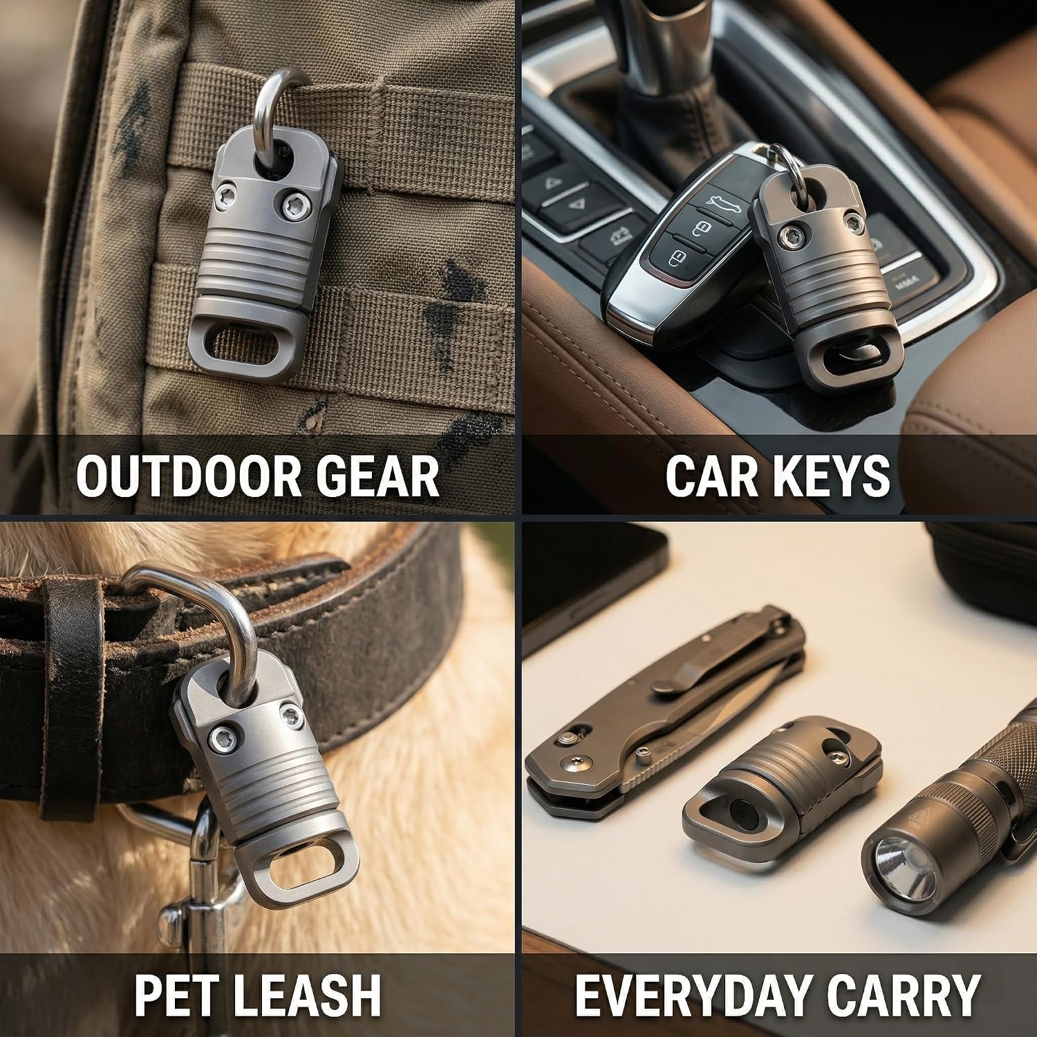 Titanium Quick Release Keychain, 88lb Triple-Lock Magnetic Connector with 360° Swivel, Detachable Carabiner Clip for Car Keys, EDC Gear and Pet Leash