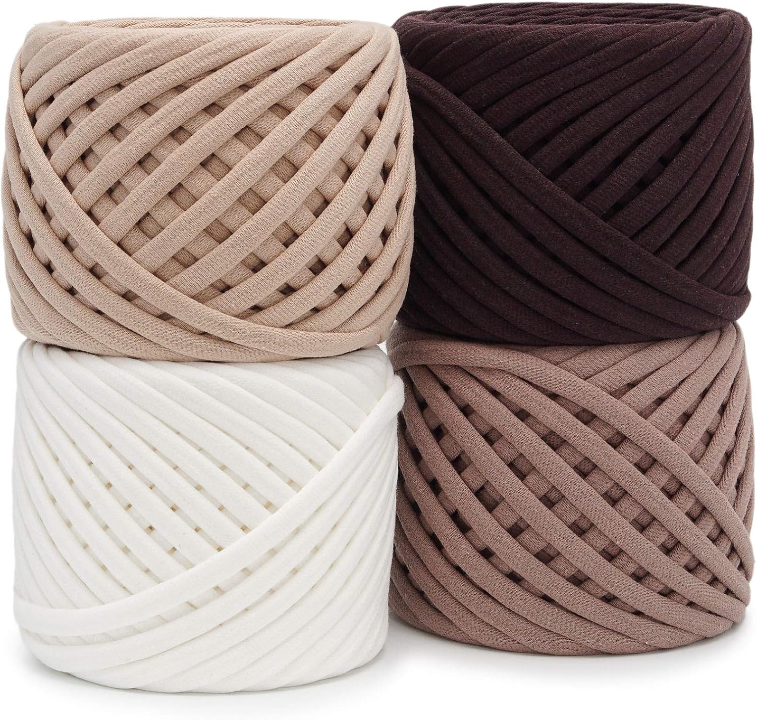 T-Shirt Yarn Kit of 4 Cotton Balls (218 Yards Total) – Textile Yarn for Crochet, Knitting, Macrame – Soft Jersey Ribbon – Chicago Set