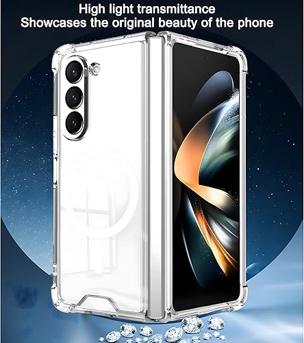 Miniatura 3 de Funda magnética transparente para Samsung Galaxy Z Fold 5 compatible con accesorios MagSafe Funda magnética delgada a prueba de golpes