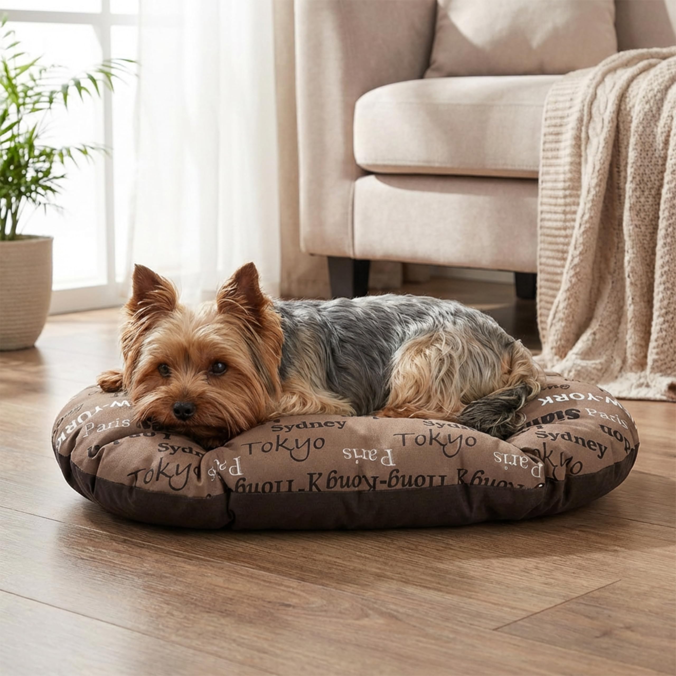 Ferplast Cuscino Cane e Gatto RELAX 55/4, Lettino per Cani Gatti Animali Domestici, Materassino, Cuscino Imbottito per Cuccia Cane e Gatto, Ovale, Cotone Morbido, Lavabile, 55 x 36 cm