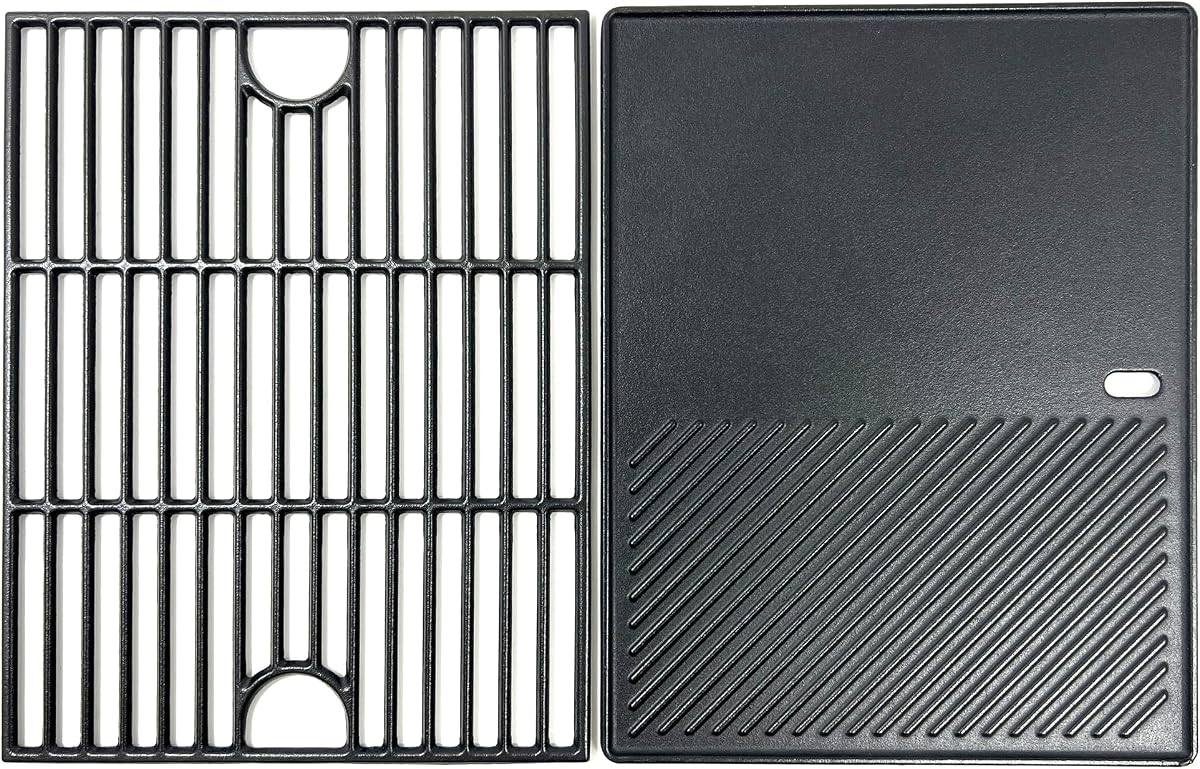 DC133 Cast Iron Cooking Grate and Griddle Replacement for Nexgrill 720-0830H, 720-0783E, 720-0888N, 720-0888, 720-0697, For Charbroil 463241113, 463449914, Kenmore 720-0670A, 41516106210