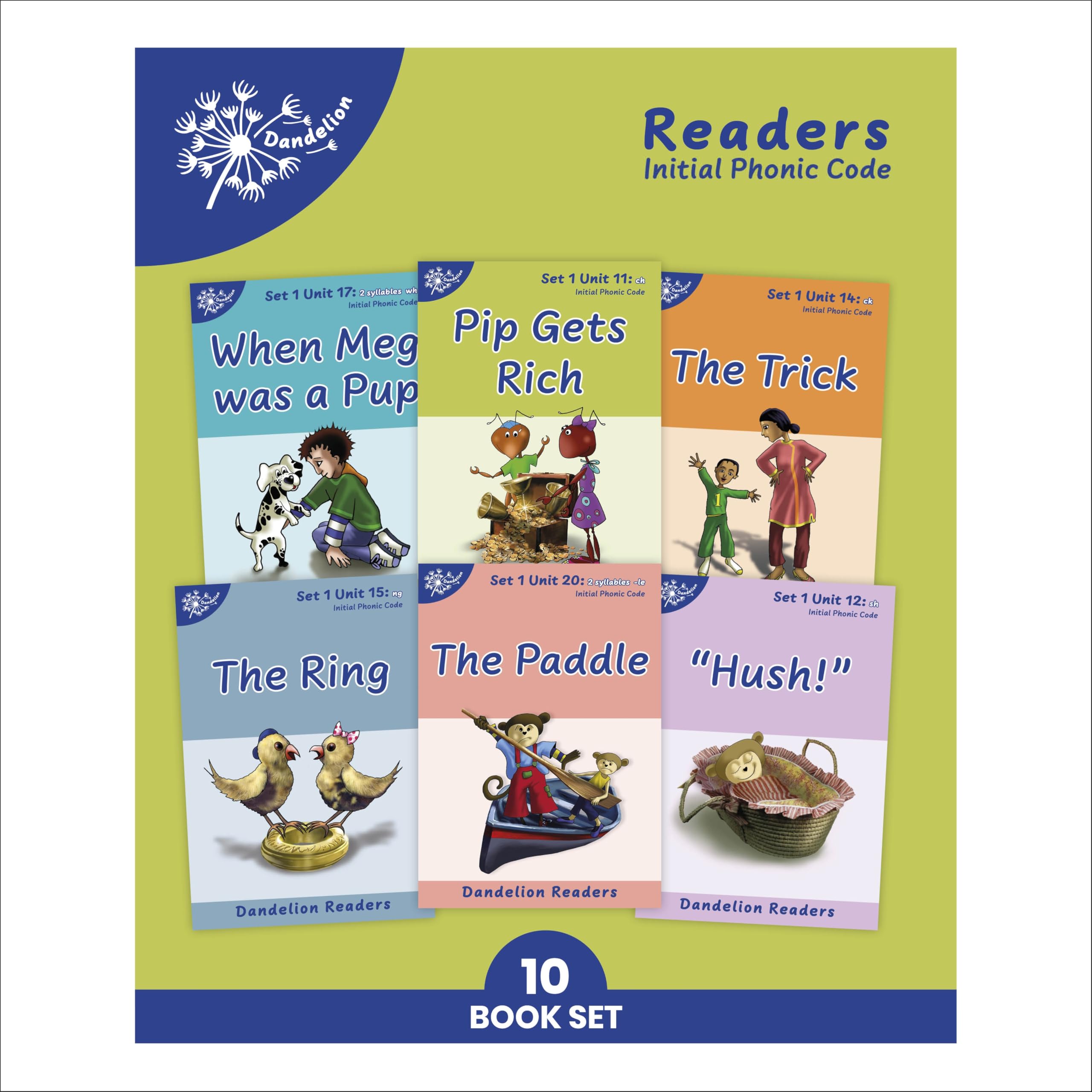 Phonic Books Dandelion Readers Set 1 Units 11-20: Consonant digraphs and simple two-syllable words (Phonic Books Beginner Decodable Readers)