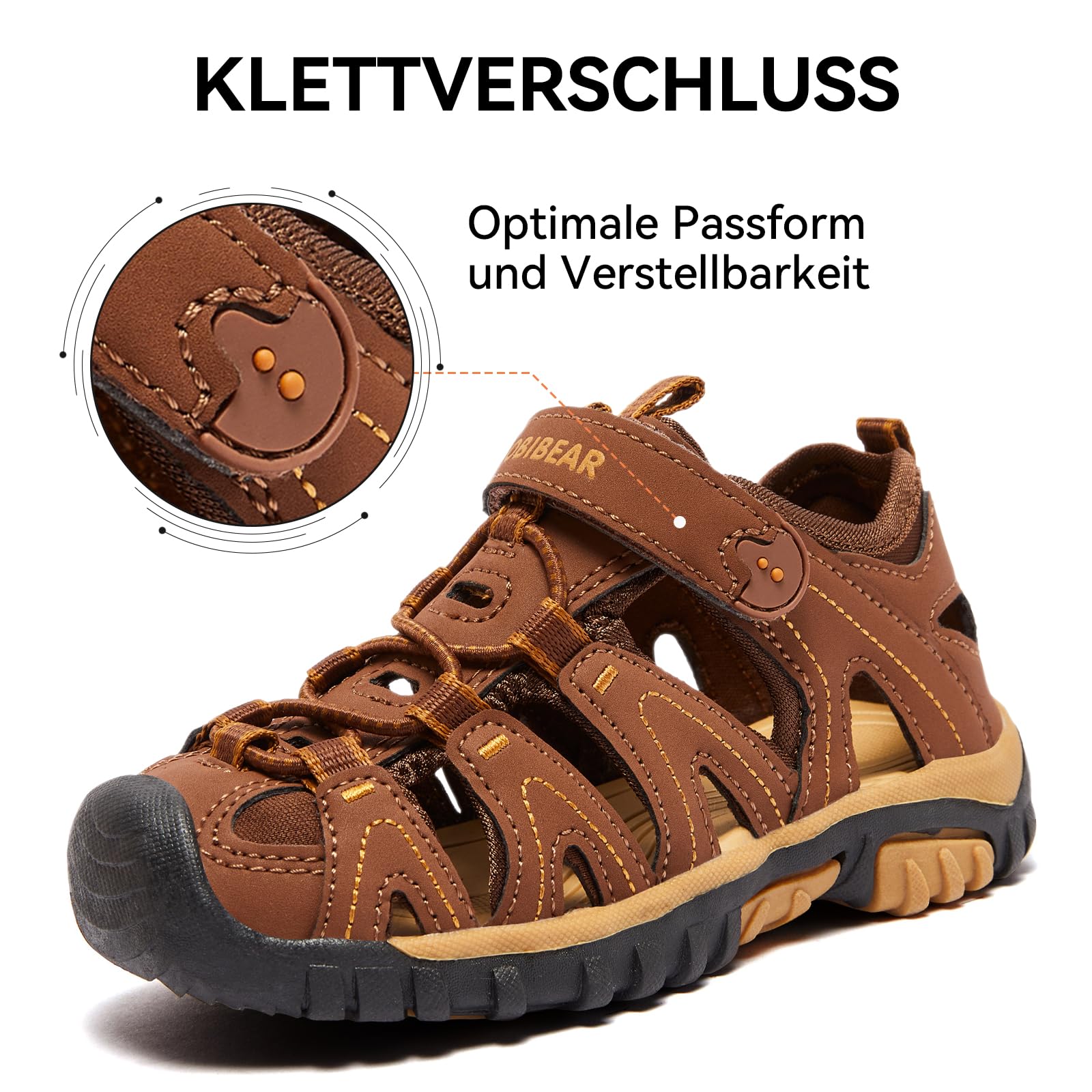 HOBIBEAR Kinder Jungen Outdoor Sandalen Trekkingsandalen Sport Sandalen Mädchen Geschlossen Wandernsandalen Sommer Atmungsaktiv Rutschfest Hiking Sandal Sportsandalen für Kinder