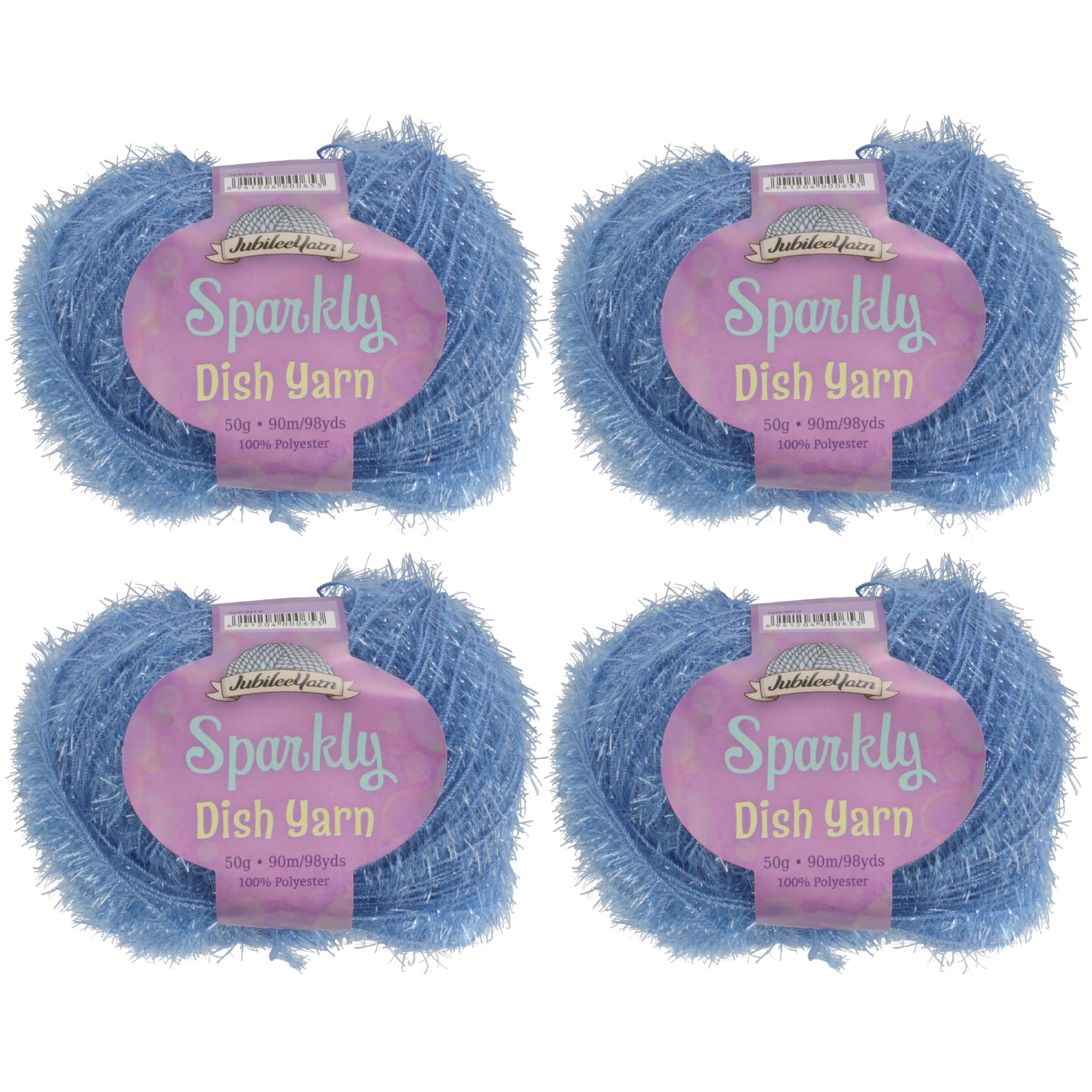 BambooMN Worsted Weight Yarn - 4 Skeins of 50g/Skein, 98 Yards Each, Sapphire Blue, 100% Polyester — image 1